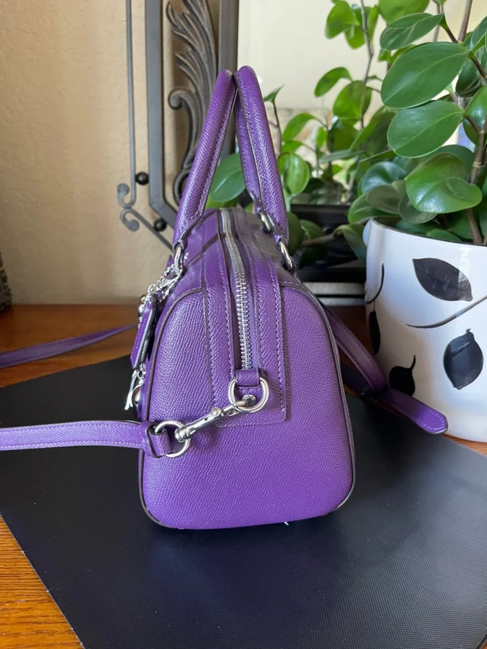 COACH Rowan Satchel Bag with Silver Heart Charm - Picture 4 of 8